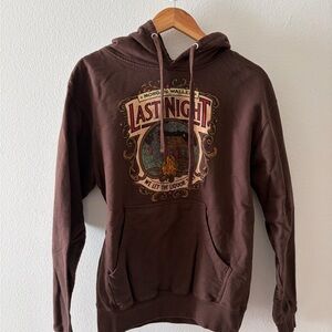 Brown Graphic Hoodie with Last Night Design